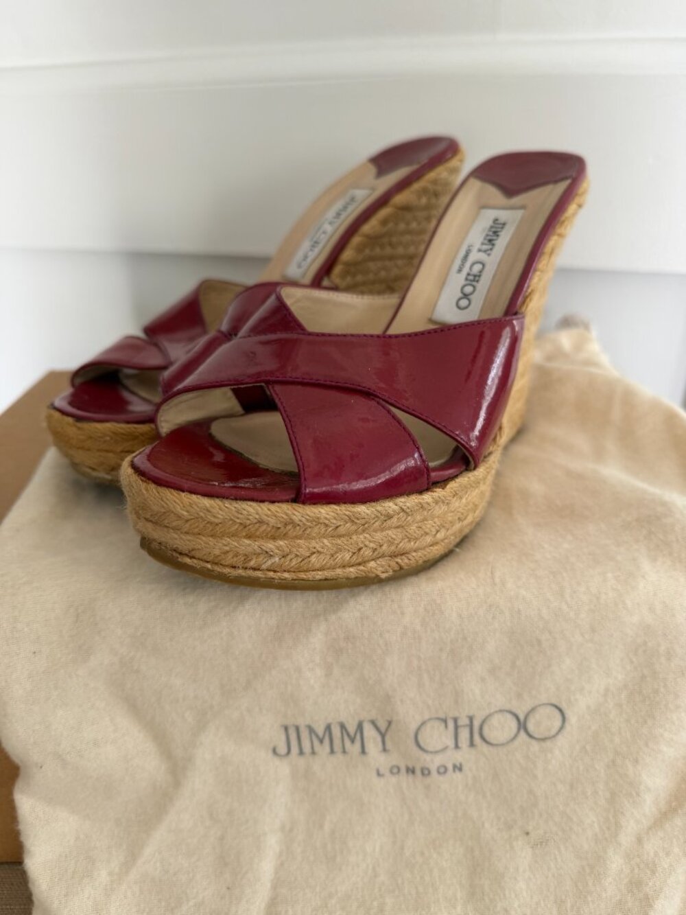 Jimmy Choo Red Leather Wedges